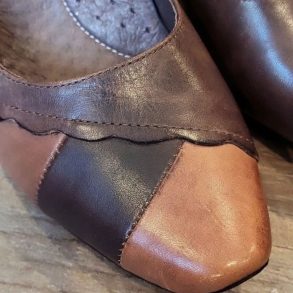 Spring Step Mirth Bohemian Leather Pumps in Two-Tone Brown, Size 37, Size 7 - Picture 9 of 16